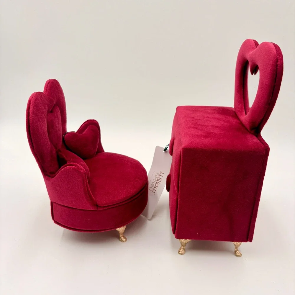 Willow & Riley Pink Velvet Heart Jewelry Box Set Vanity Dresser & Armchair NWT